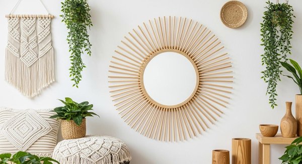 Miroir soleil rotin : la pièce maîtresse bohème pour illuminer votre déco murale